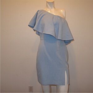 FAME AND PARTNERS One Shoulder Mini Dress Blue 4
